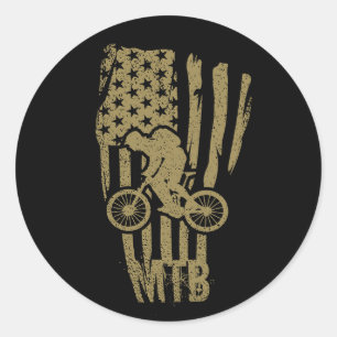 Sticker Rond Vélo tout terrain drapeau américain Mtb patriotiqu