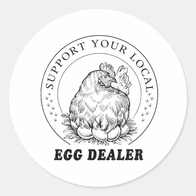 Sticker Rond Vendeur local d'oeufs de poulet amusant (Devant)