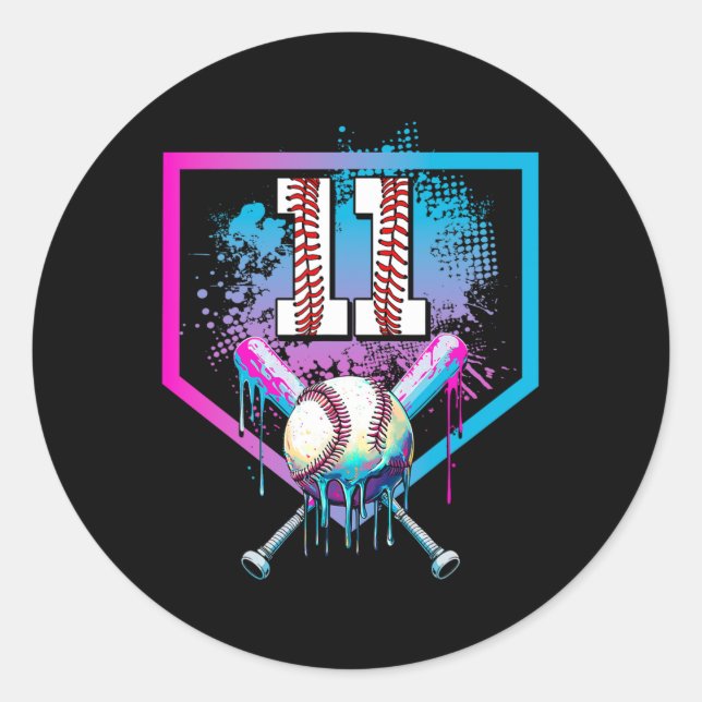 Sticker Rond Vendre Drip 11e anniversaire Accueil Plaque Garçon (Devant)