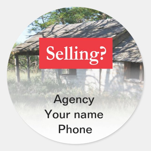 Sticker Rond Vendre Immobilier Promouvoir Vous-Même (Devant)