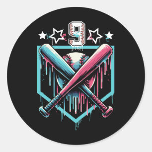 Sticker Rond Vendre la goutte 9e anniversaire garçons Numéro 9 