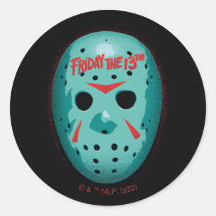 Sticker Rond Vendredi 13   Graphique de masque de hockey bleu