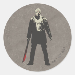 Sticker Rond Vendredi 13   Jason Voorhees Caractère Art