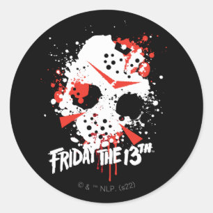 Sticker Rond Vendredi 13   Masque de Hockey Splatter de peintur