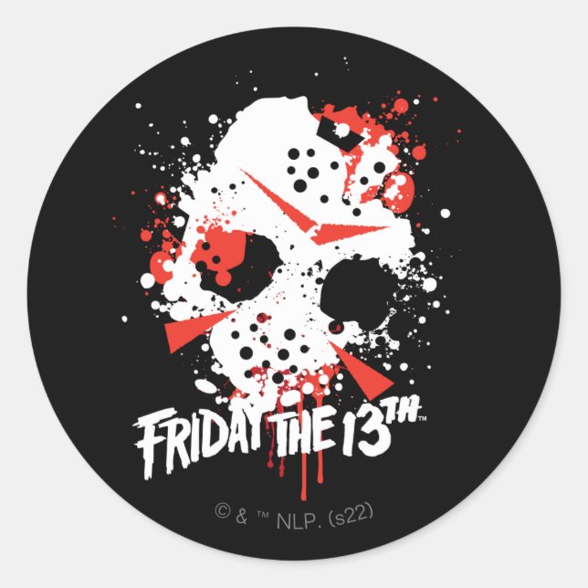Sticker Rond Vendredi 13 | Masque de Hockey Splatter de peintur (Devant)