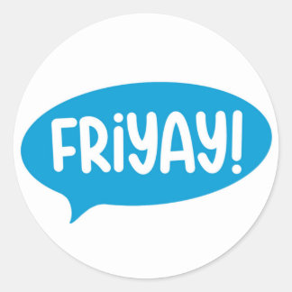 Sticker Rond Vendredi Vendredi Week-end Bleu Moderne Simple