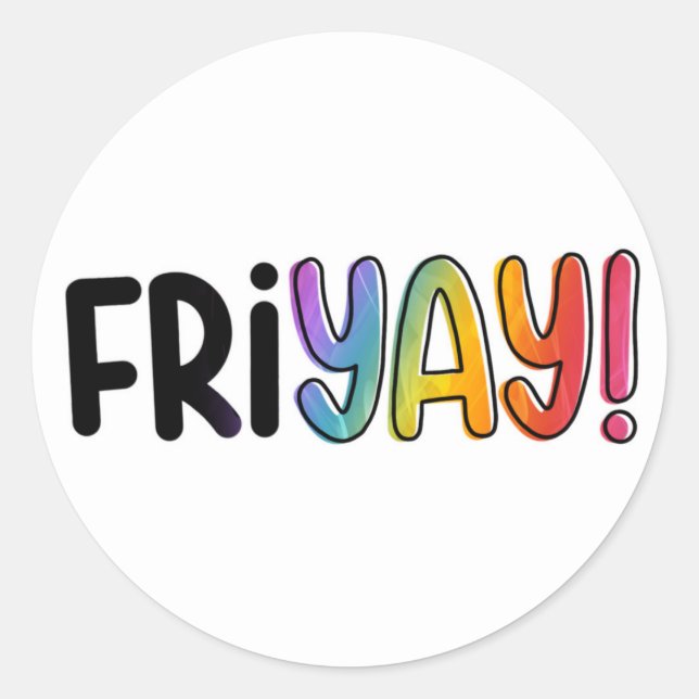 Sticker Rond Vendredi Week-end Rainbow Modern Simple (Devant)