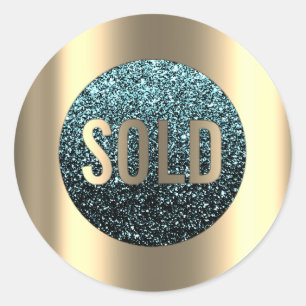Sticker Rond Vendu agent immobilier métallique de parties