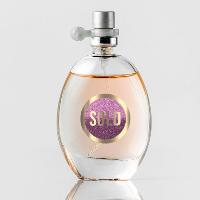 Sticker Rond Vendu Eggplant Purple Metalli Agent immobilier (Sold Out Eggplant Purple Metalli Real Estate Agent Classic Round Sticker)