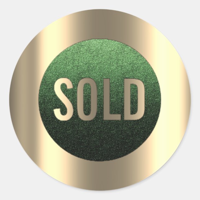 Sticker Rond Vendu Green Sepia Agent immobilier métallique (Devant)