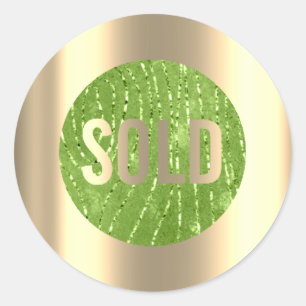 Sticker Rond Vendu Green Zebra Gold Metal Estate Agent