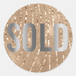 Sticker Rond Vendu Parties scintillant Brown Grey Agent immobil