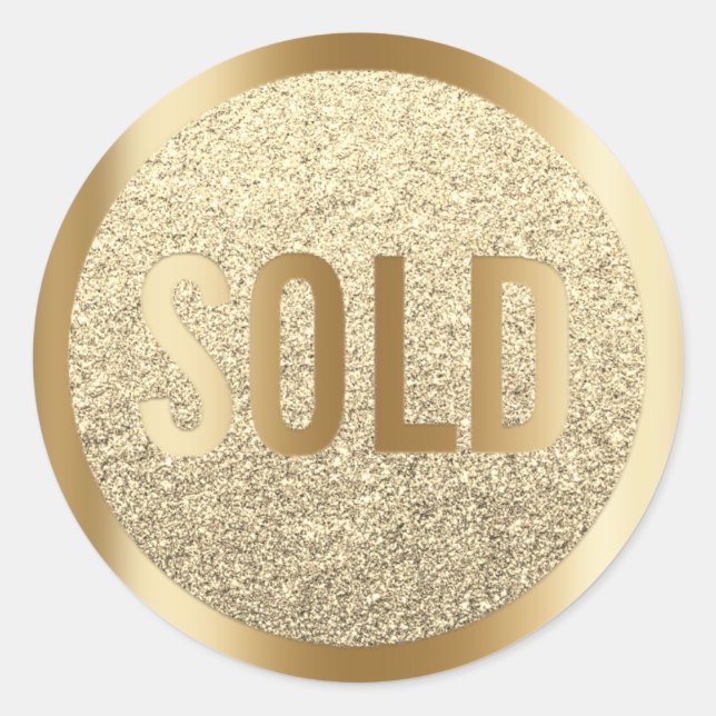 Sticker Rond Vendu Parties scintillant Sepia Lux Gold Agent imm (Devant)