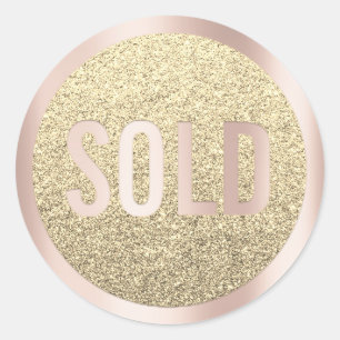 Sticker Rond Vendu Parties scintillant Silver RoseGold Agent im