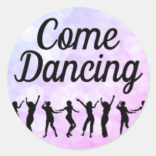 Sticker Rond Venez la fête d'anniversaire de danse de danse