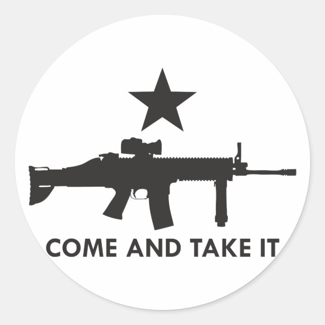 Sticker Rond Venez le prendre ! (Fusil 2) (Devant)