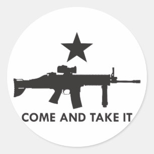 Sticker Rond Venez le prendre ! (Fusil 2)