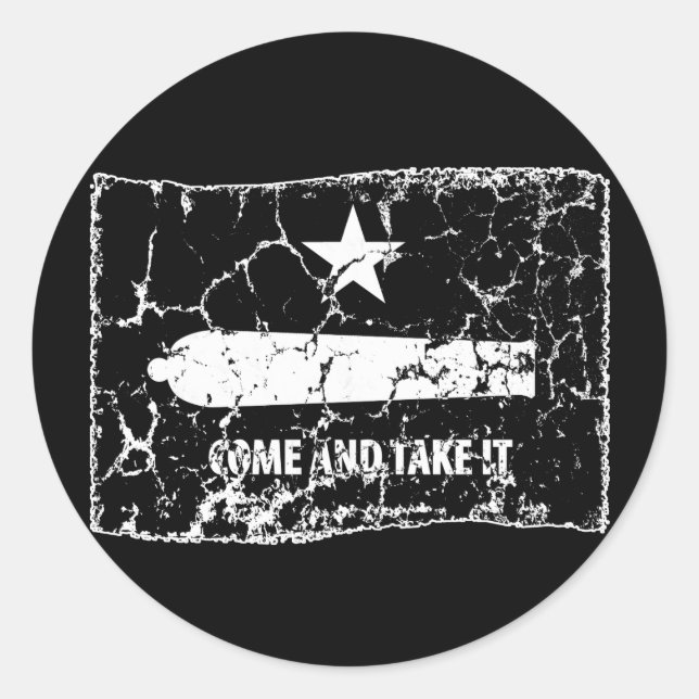 Sticker Rond Venez le prendre, Gonzales Drapeau, 1835 (Devant)