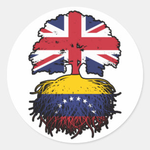 Sticker Rond Vénézuélienne Royaume-Uni drapeau des racines d'ar