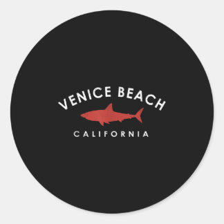 Sticker Rond Venice Beach California Shark Vacances Souvenir Vi
