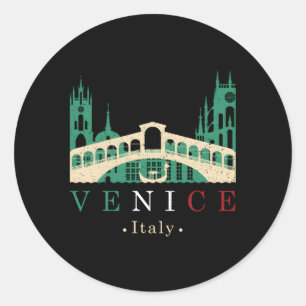 Sticker Rond Venise Italie Iconique Gondola Rialto Pont Ponte D