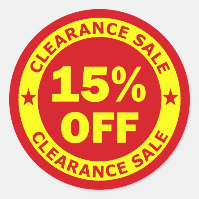 Sticker Rond Vente de compensation 15 % de réduction (Devant)