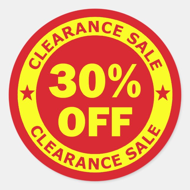 Sticker Rond Vente de compensation 30 % de réduction (Devant)