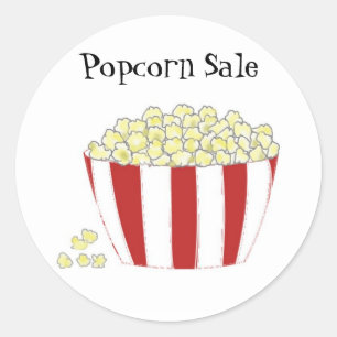 Sticker Rond Vente de Popcorn