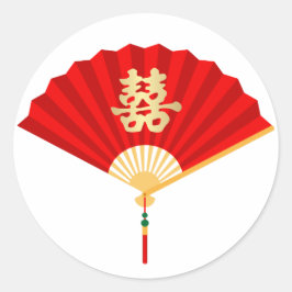 Sticker Rond Ventilateur chinois et double bonheur