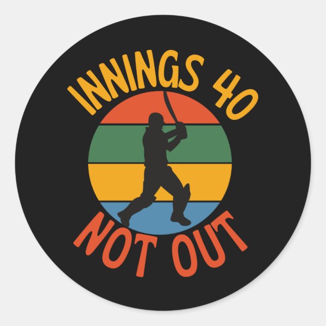 Sticker Rond Ventilateur de cricket 40 ans Anniversaire non sor (Devant)