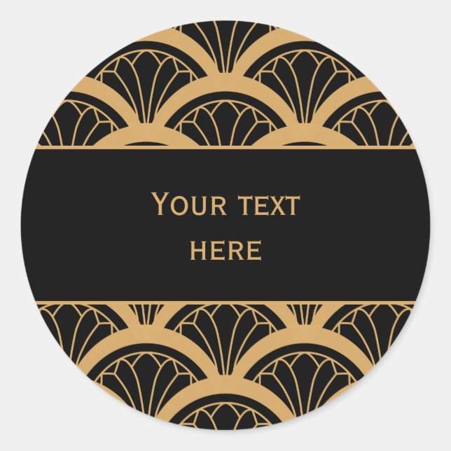 Sticker Rond Ventilateur or et noir Art déco Motif (Devant)