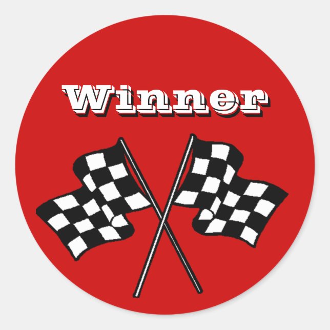 Sticker Rond Ventilateurs de course gagnant À damiers drapeaux  (Devant)