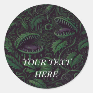 Sticker Rond Vénus Flytrap Green Slime Halloween Party