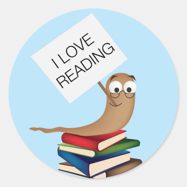 Sticker Rond ver de bibliothèque avec signe (Devant)