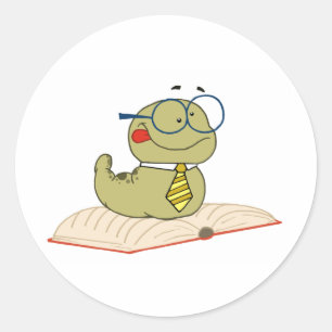 Sticker Rond Ver Sur Un Livre Portant Des Verres