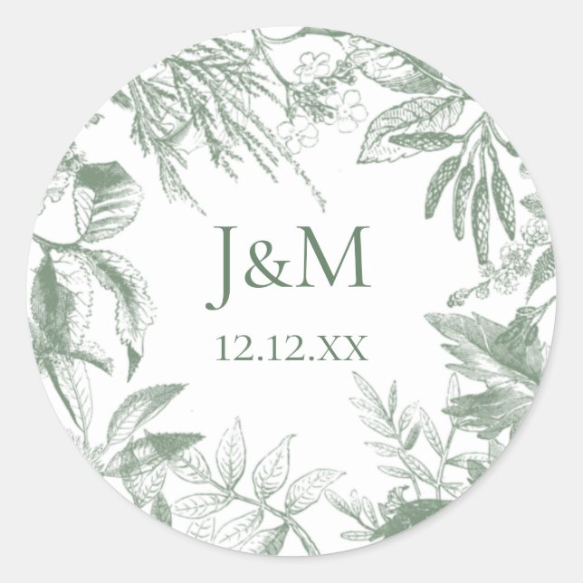 Sticker Rond Verdure Feuille couronne (Devant)