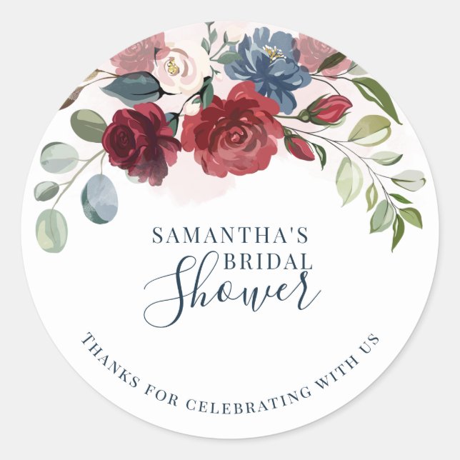 Sticker Rond Verdure Florale Bouquet Mariage Burgundy (Devant)