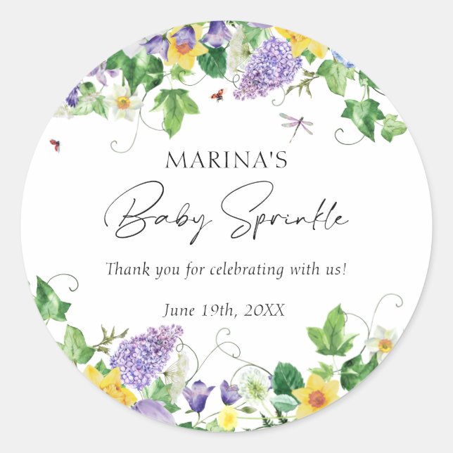 Sticker Rond Verdure florale rustique Baby Sprinkle (Devant)
