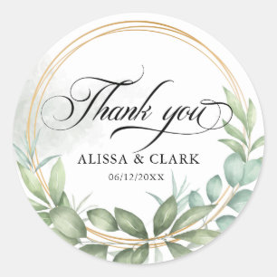 Sticker Rond Verdure Moderne Et Merci Or