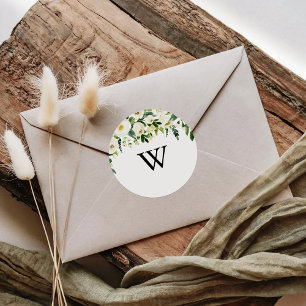 Sticker Rond Verdure Monogramme Mariage Enveloppe Phoques