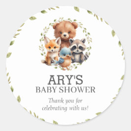 Sticker Rond Verdure rustique Bois Animaux Merci Favoriser