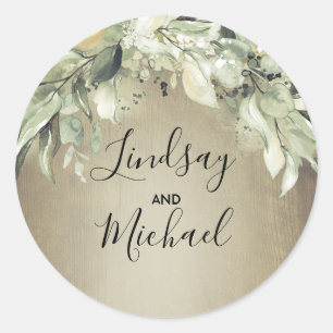 Sticker Rond Verdure rustique Pays Mariage bois