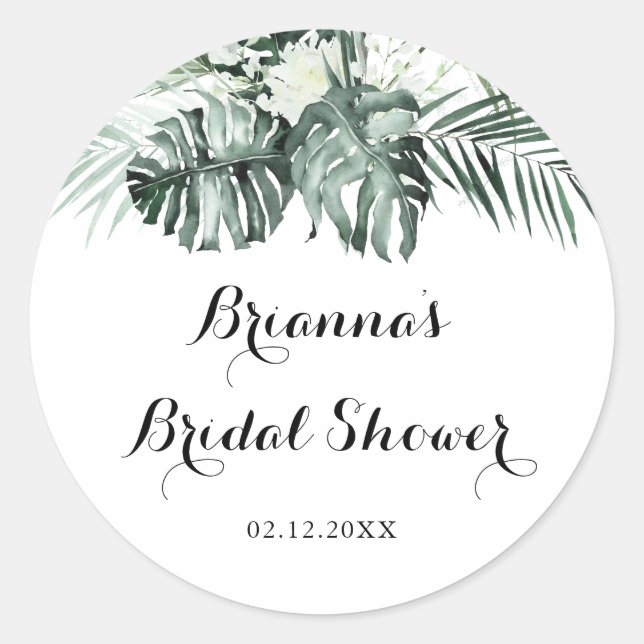 Sticker Rond Verdure tropicale Fête des mariées florale blanche (Devant)