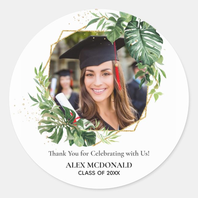 Sticker Rond Verdure tropicale Gold Favoriser la graduation géo (Devant)