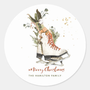 Sticker Rond Verdure vintage Boho Noël Aquarelle