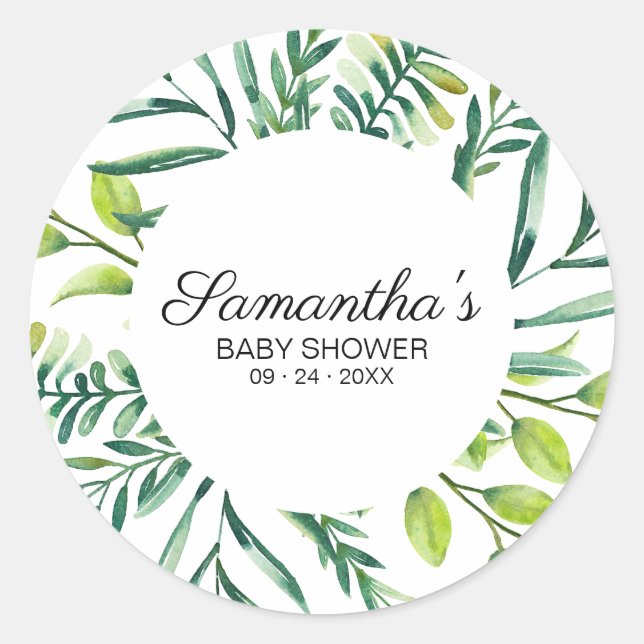 Sticker Rond Verdure Wreath Aquarelle botanique moderne (Devant)