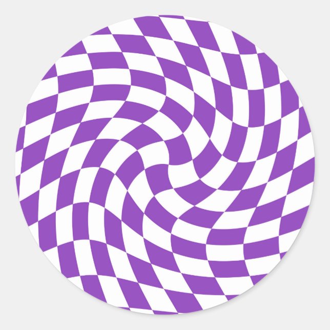 Sticker Rond Vérifier les chèques en violet rétro À damiers (Devant)