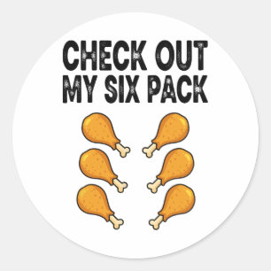 Sticker Rond Vérifiez Mon Pack De Six Cuisses De Poulet