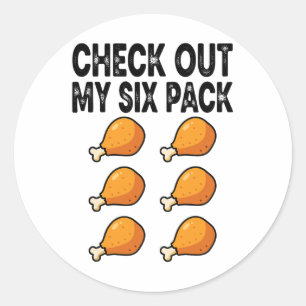 Sticker Rond Vérifiez Mon Pack De Six Poulet Frit 