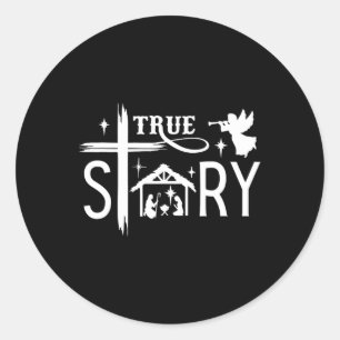 Sticker Rond Véritable histoire Noël Nativité Jésus Christian M